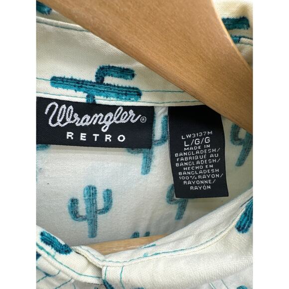 Wrangler Retro Cactus Western Pearl Snap Button Up Long Sleeve Shirt Women Large - Picture 4 of 7